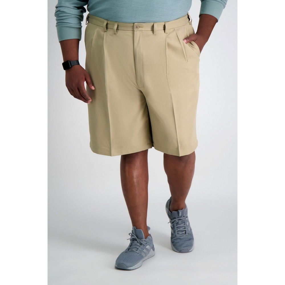 Haggar Mens Big & Tall Cool 18 Pro Shorts in Khaki Size 40W